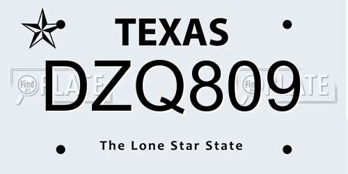 DZQ809 Texas License Plate
