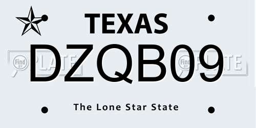 DZQB09 Texas License Plate
