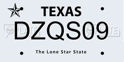 DZQS09 Texas License Plate