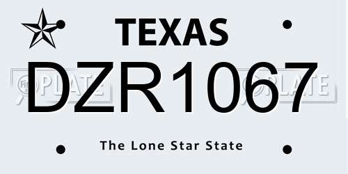 DZR1067 Texas License Plate