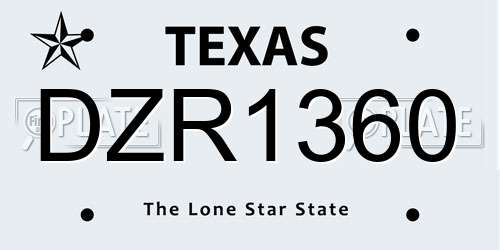 DZR1360 Texas License Plate