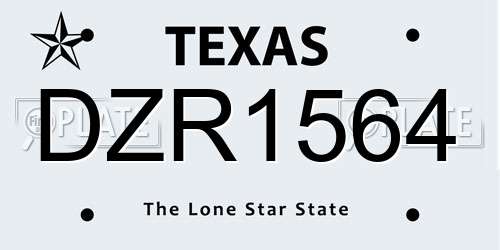DZR1564 Texas License Plate