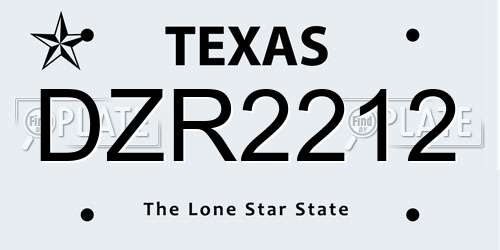 DZR2212 Texas License Plate