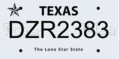 DZR2383 Texas License Plate