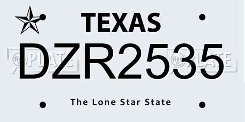 DZR2535 Texas License Plate