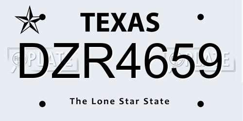 DZR4659 Texas License Plate