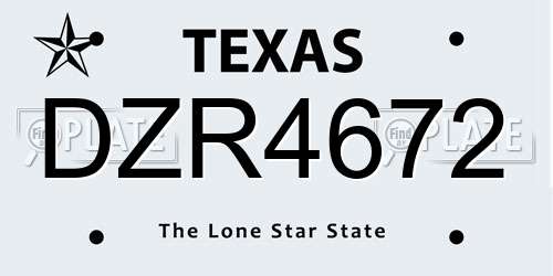 DZR4672 Texas License Plate