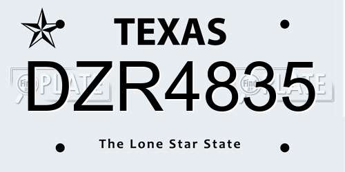 DZR4835 Texas License Plate