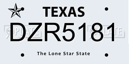 DZR5181 Texas License Plate