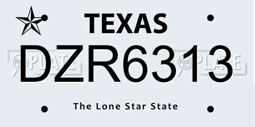 DZR6313 Texas License Plate