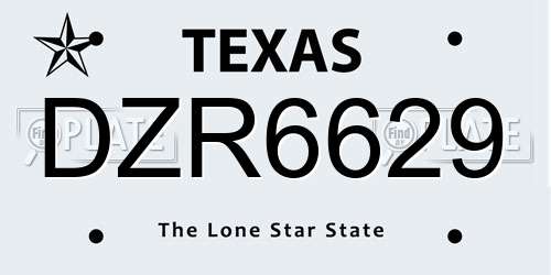 DZR6629 Texas License Plate