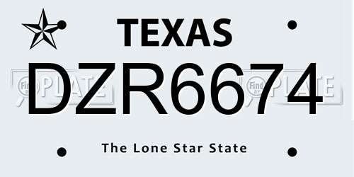 DZR6674 Texas License Plate