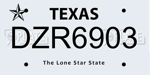 DZR6903 Texas License Plate