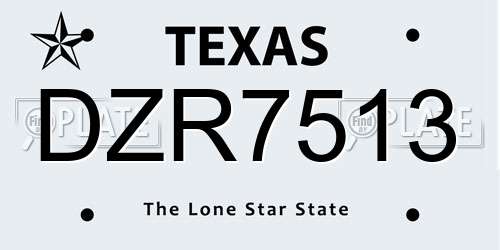 DZR7513 Texas License Plate