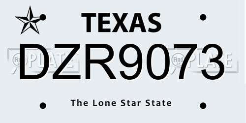 DZR9073 Texas License Plate