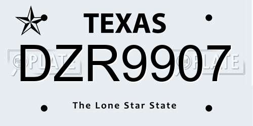 DZR9907 Texas License Plate