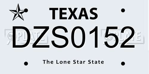 DZS0152 Texas License Plate