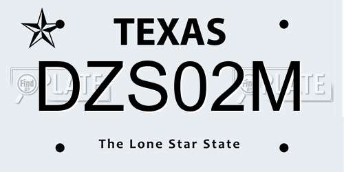 DZS02M Texas License Plate