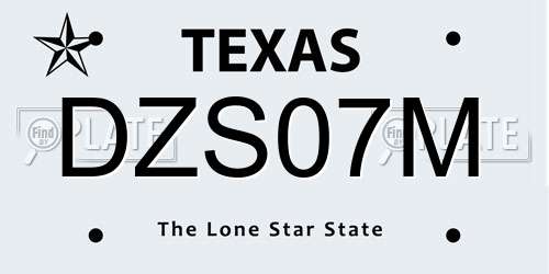 DZS07M Texas License Plate
