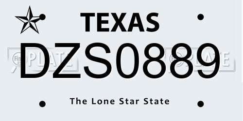 DZS0889 Texas License Plate