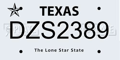 DZS2389 Texas License Plate