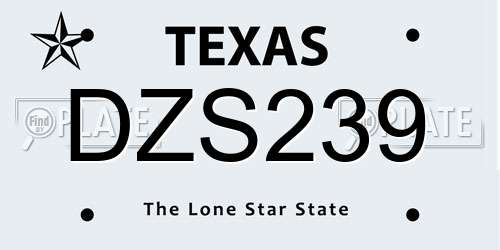 DZS239 Texas License Plate