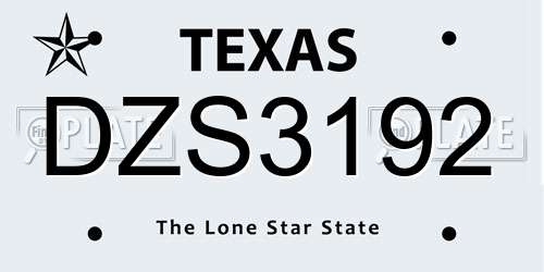 DZS3192 Texas License Plate