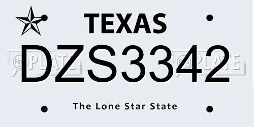 DZS3342 Texas License Plate