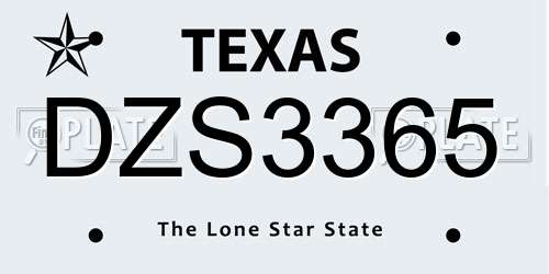 DZS3365 Texas License Plate