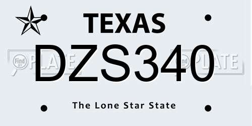 DZS340 Texas License Plate