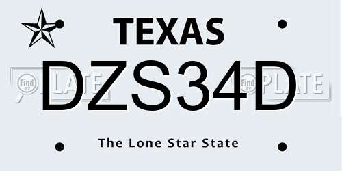 DZS34D Texas License Plate