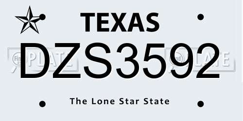 DZS3592 Texas License Plate