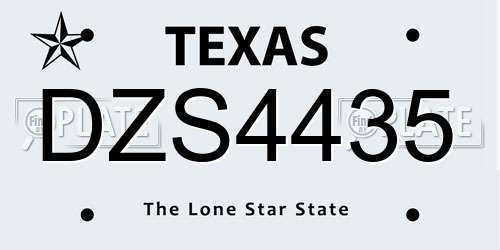 DZS4435 Texas License Plate