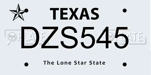 DZS545 Texas License Plate