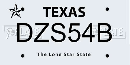 DZS54B Texas License Plate