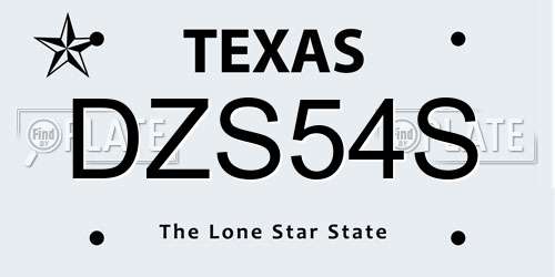 DZS54S Texas License Plate