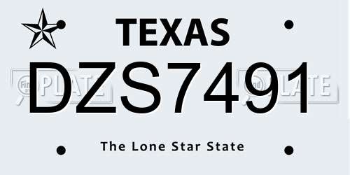 DZS7491 Texas License Plate