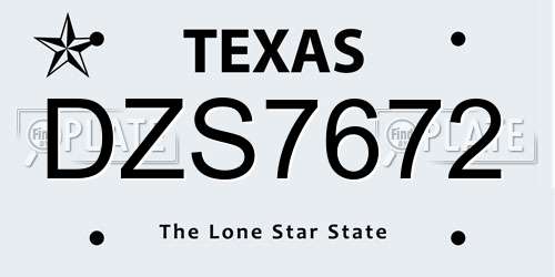 DZS7672 Texas License Plate