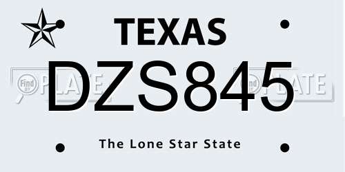 DZS845 Texas License Plate
