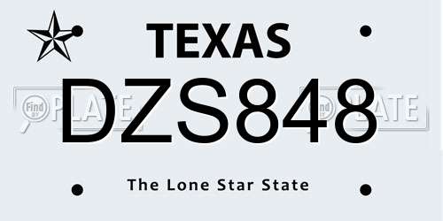 DZS848 Texas License Plate