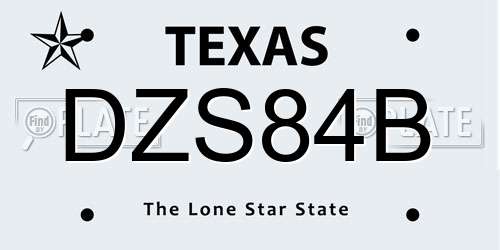 DZS84B Texas License Plate