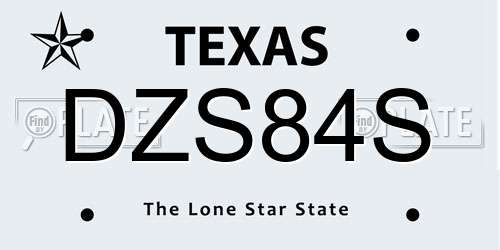 DZS84S Texas License Plate