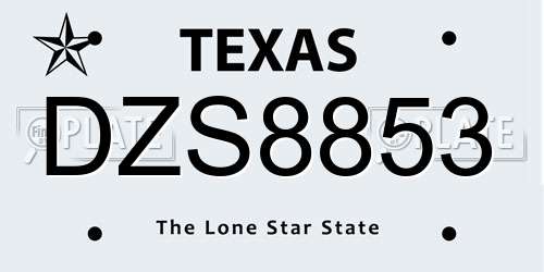 DZS8853 Texas License Plate