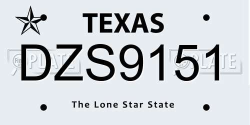 DZS9151 Texas License Plate