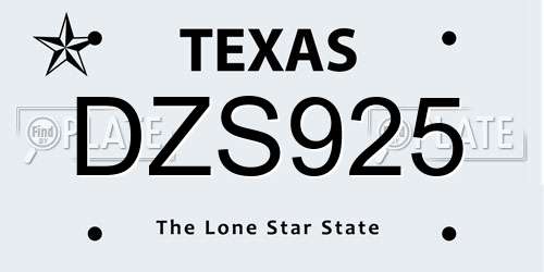 DZS925 Texas License Plate