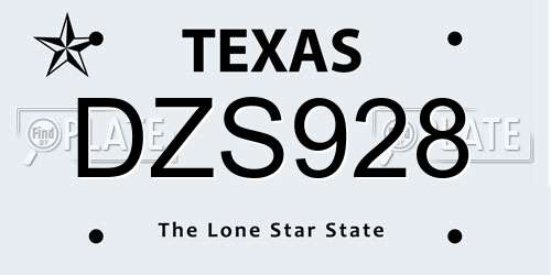 DZS928 Texas License Plate
