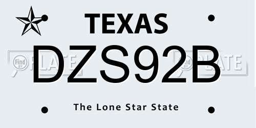 DZS92B Texas License Plate