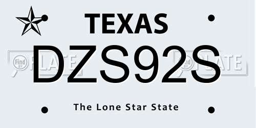 DZS92S Texas License Plate
