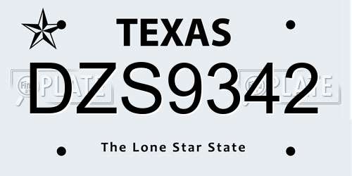 DZS9342 Texas License Plate