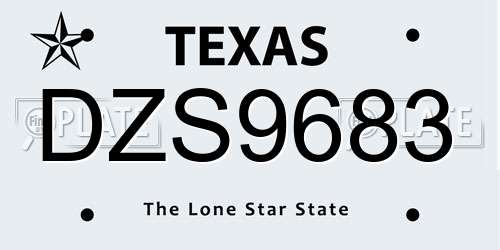 DZS9683 Texas License Plate